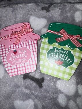 Sweet Strawberry Jar Wall Decor Pair - Pink & Green